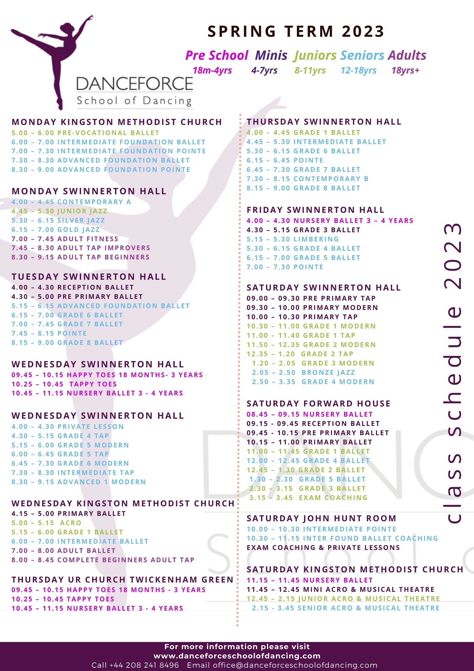 Spring term 2023 timetable